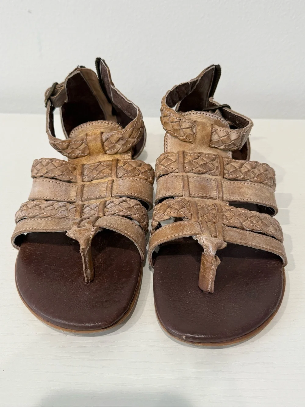 Bed Stu ROAN Braided Toe-Post Sandals - Brown